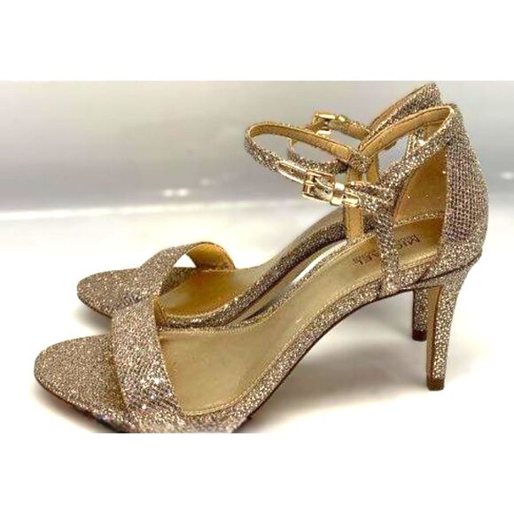 Michael Kors Gold Glitter Leather Stiletto Women's High Heels Size 7M - Picture 3 of 9